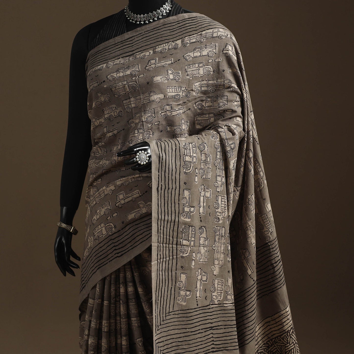 Grey - bindaas art natural dyed cotton saree 14