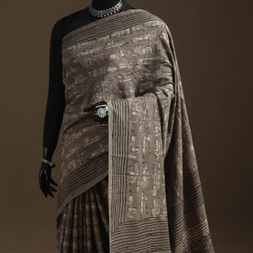 Grey - bindaas art natural dyed cotton saree 14