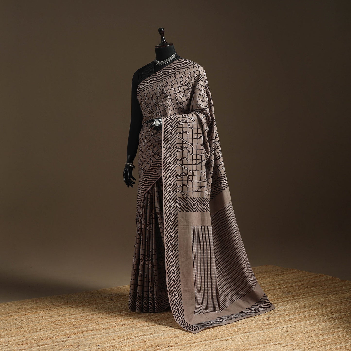 Grey - bindaas art natural dyed cotton saree 16