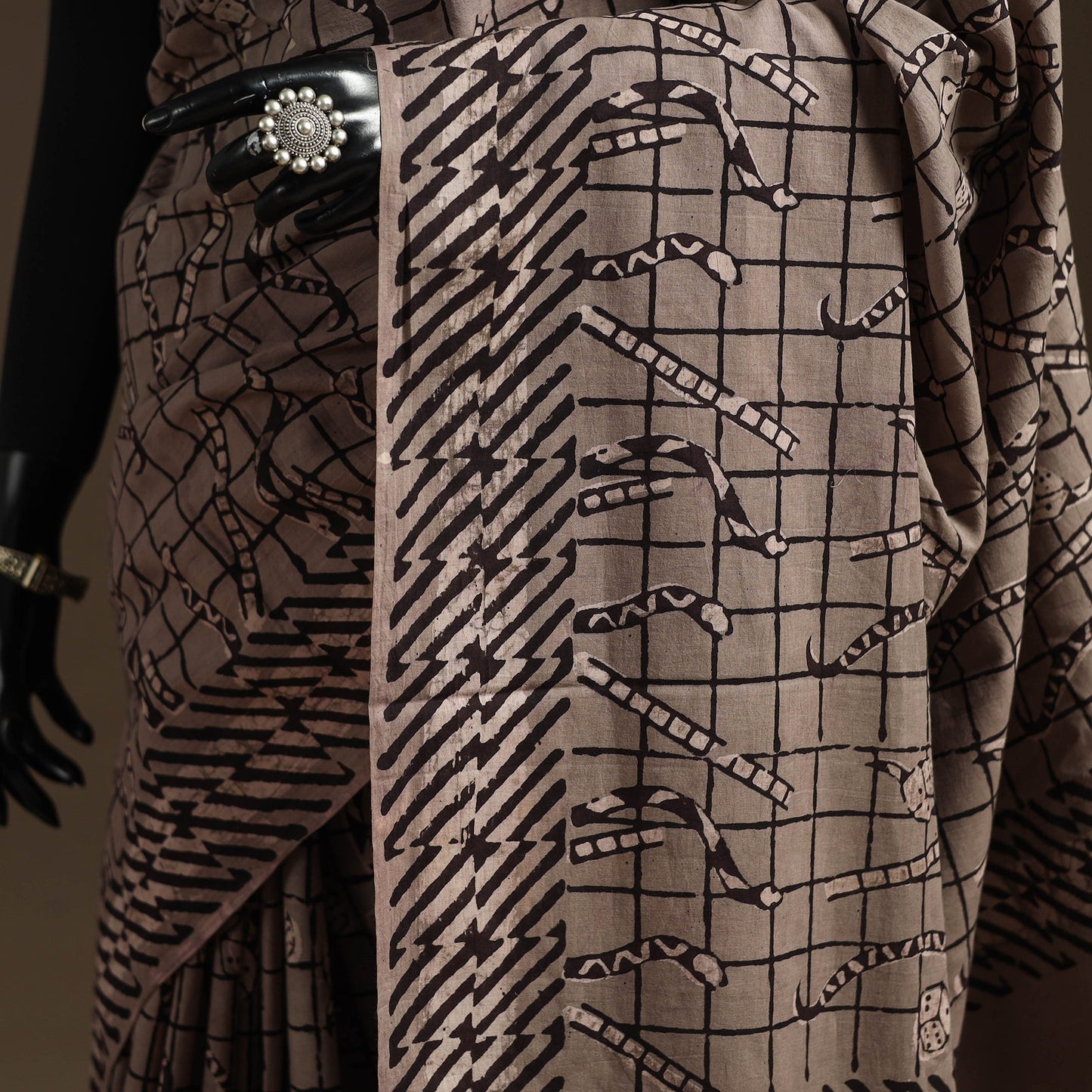 Grey - bindaas art natural dyed cotton saree 16