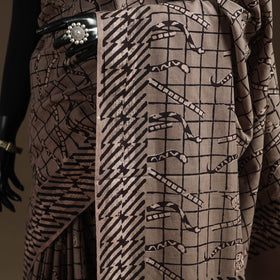 Grey - bindaas art natural dyed cotton saree 16