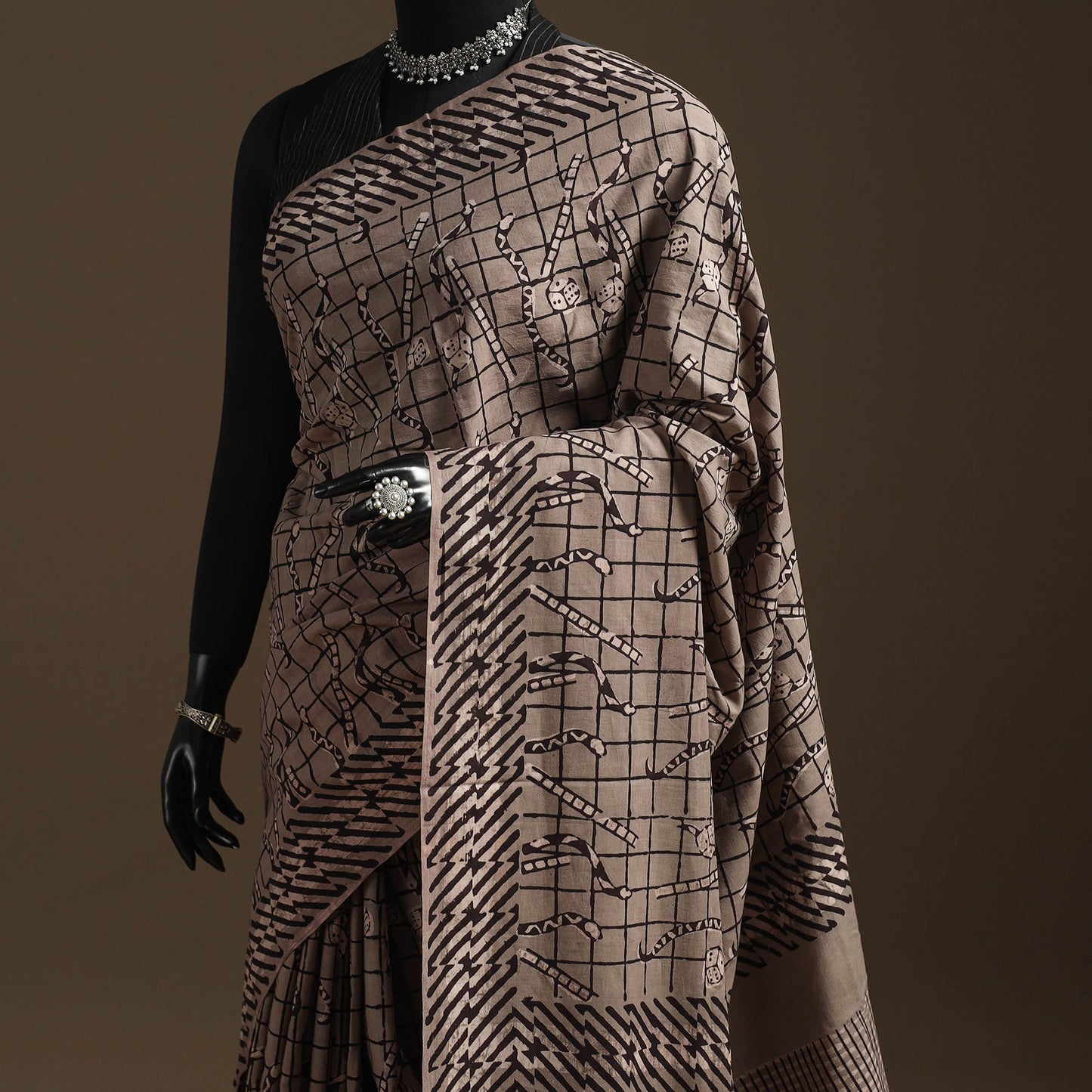 Grey - bindaas art natural dyed cotton saree 16