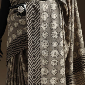 Grey - bindaas art natural dyed cotton saree 17