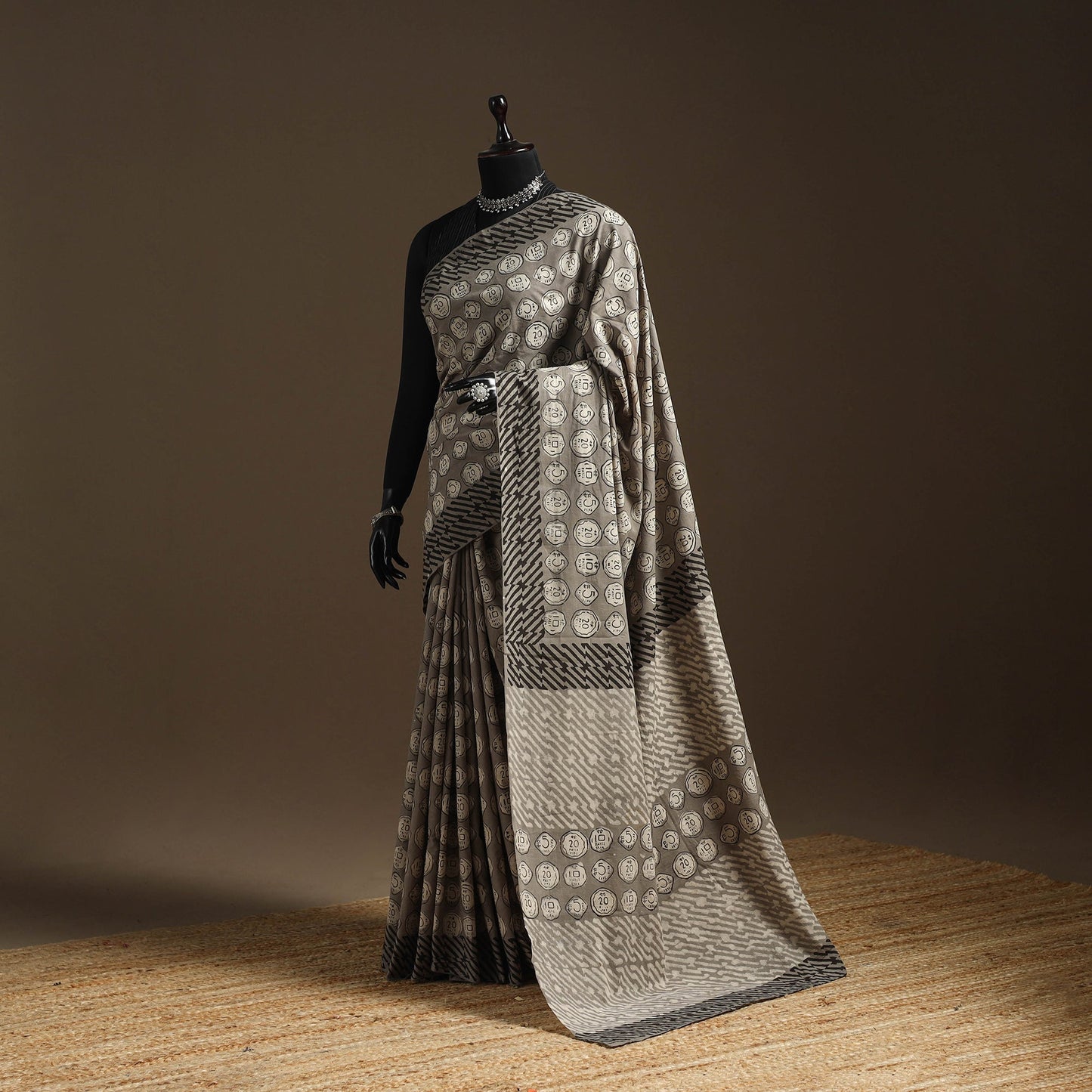 Grey - bindaas art natural dyed cotton saree 17