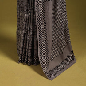 Grey - bindaas art natural dyed cotton saree 24