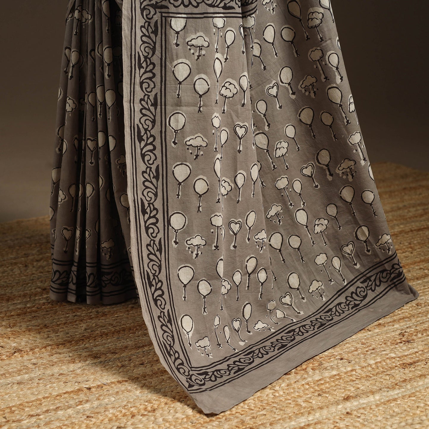 Grey - bindaas art natural dyed cotton saree 24