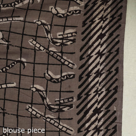 Buy Grey Bindaas Art Natural Dyed Cotton Block Print Saree