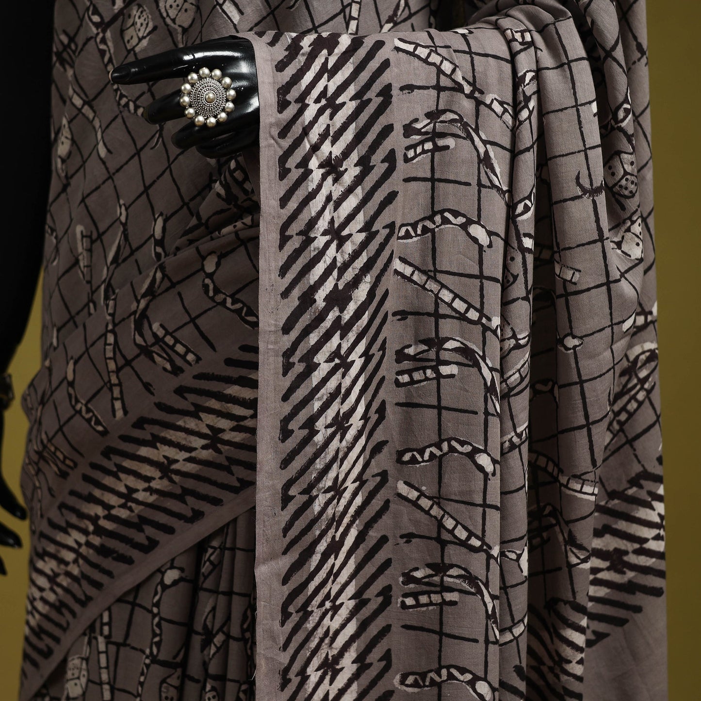 Grey - bindaas art natural dyed cotton saree 24