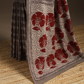 Grey - bindaas art natural dyed cotton saree 33