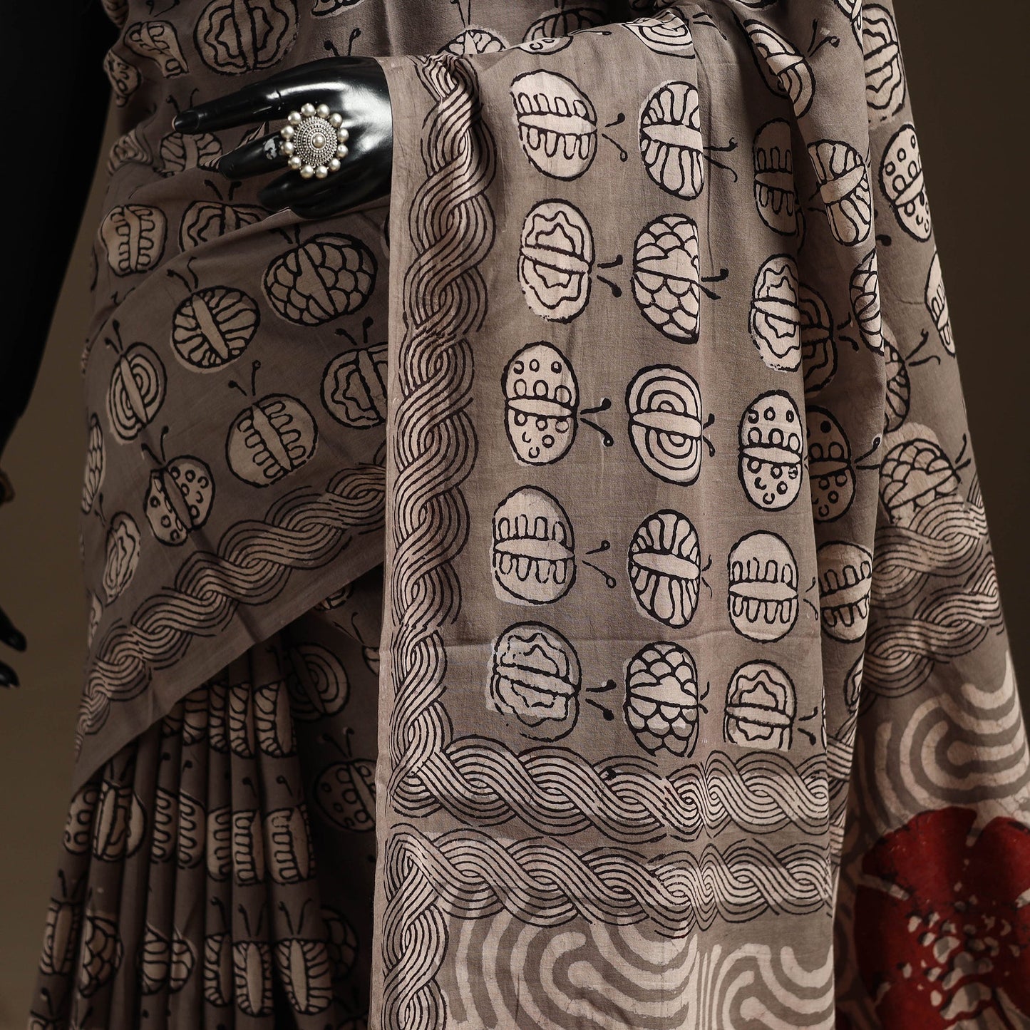 Grey - bindaas art natural dyed cotton saree 33