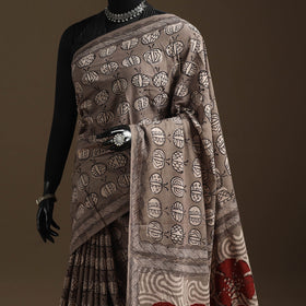 Grey - bindaas art natural dyed cotton saree 33