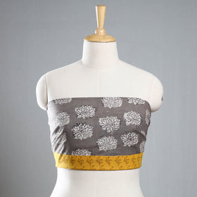 Grey - bindaas printed cotton blouse piece 32 - handcrafted