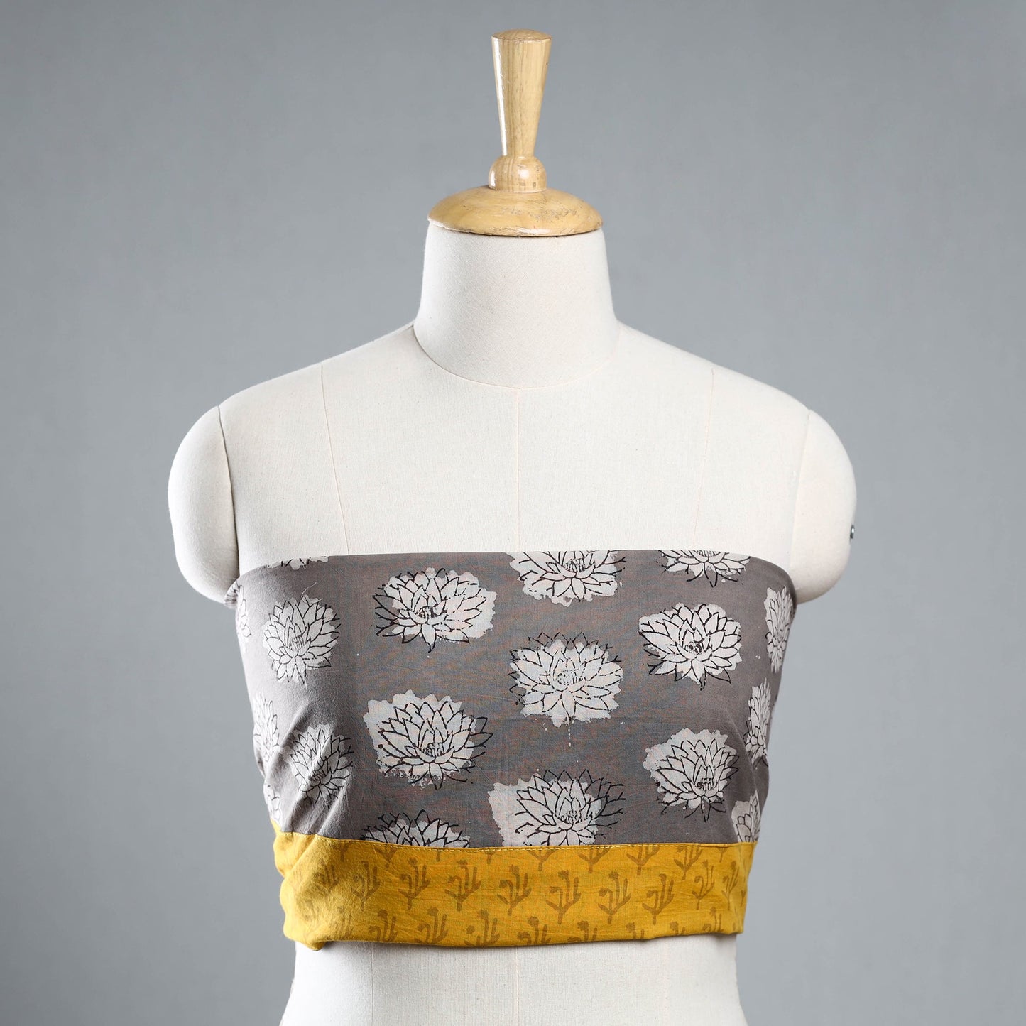 Grey - bindaas printed cotton blouse piece 97 - handcrafted
