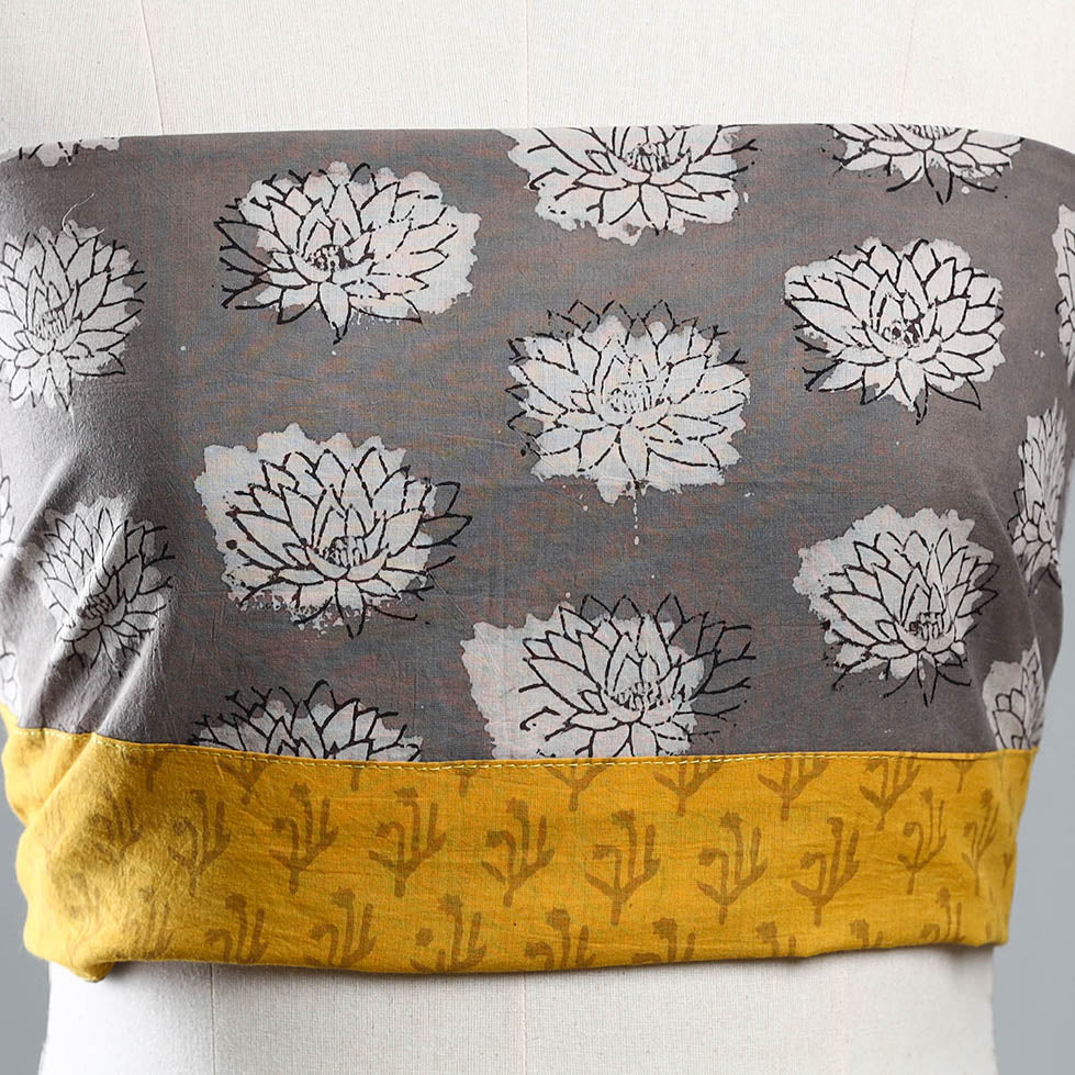 Grey - bindaas printed cotton blouse piece 97 - handcrafted
