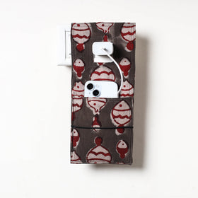Grey Bindaas Block Printed Cotton Mobile Charging Holder 