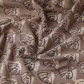 Grey - Bindaas Block Printed Natural Dyed Cotton Fabric
