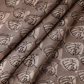 Grey - Bindaas Block Printed Natural Dyed Cotton Fabric