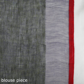  Grey Bishnupur Linen Handloom Saree from Bengal