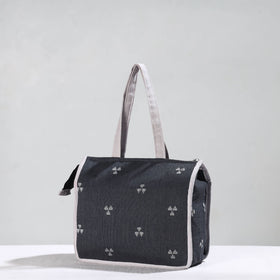 Black Handcrafted Jacquard Cotton Hand Bag 05