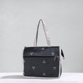 Black Handcrafted Jacquard Cotton Hand Bag 05