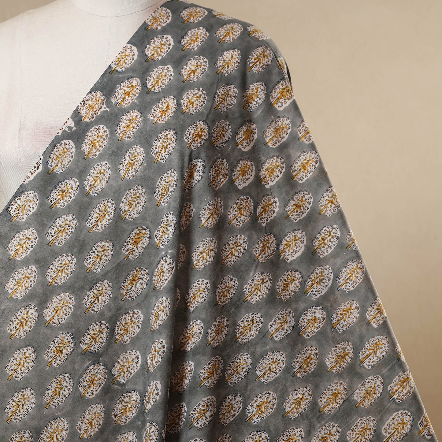 Grey - cotton sanganeri fabric 20 - handcrafted