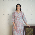Grey - cotton straight sanganeri kurta 10 - handcrafted