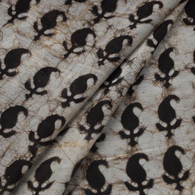 Grey Block Print Handloom Chanderi Silk Pipad Fabric