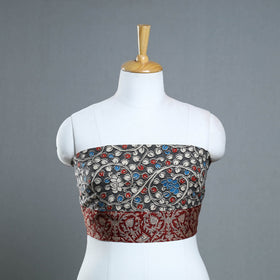 Grey - printed cotton kalamkari blouse piece 27