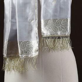 Grey - brocade handloom pure silk banarasi stole