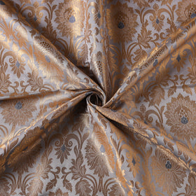 Grey - brocade silk banarasi fabric 21 - handcrafted