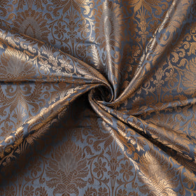 Grey - brocade silk banarasi fabric 22 - handcrafted