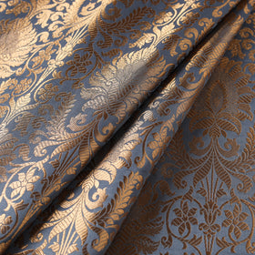 Grey - brocade silk banarasi fabric 22 - handcrafted
