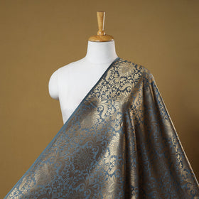 Grey - brocade silk banarasi fabric 22 - handcrafted