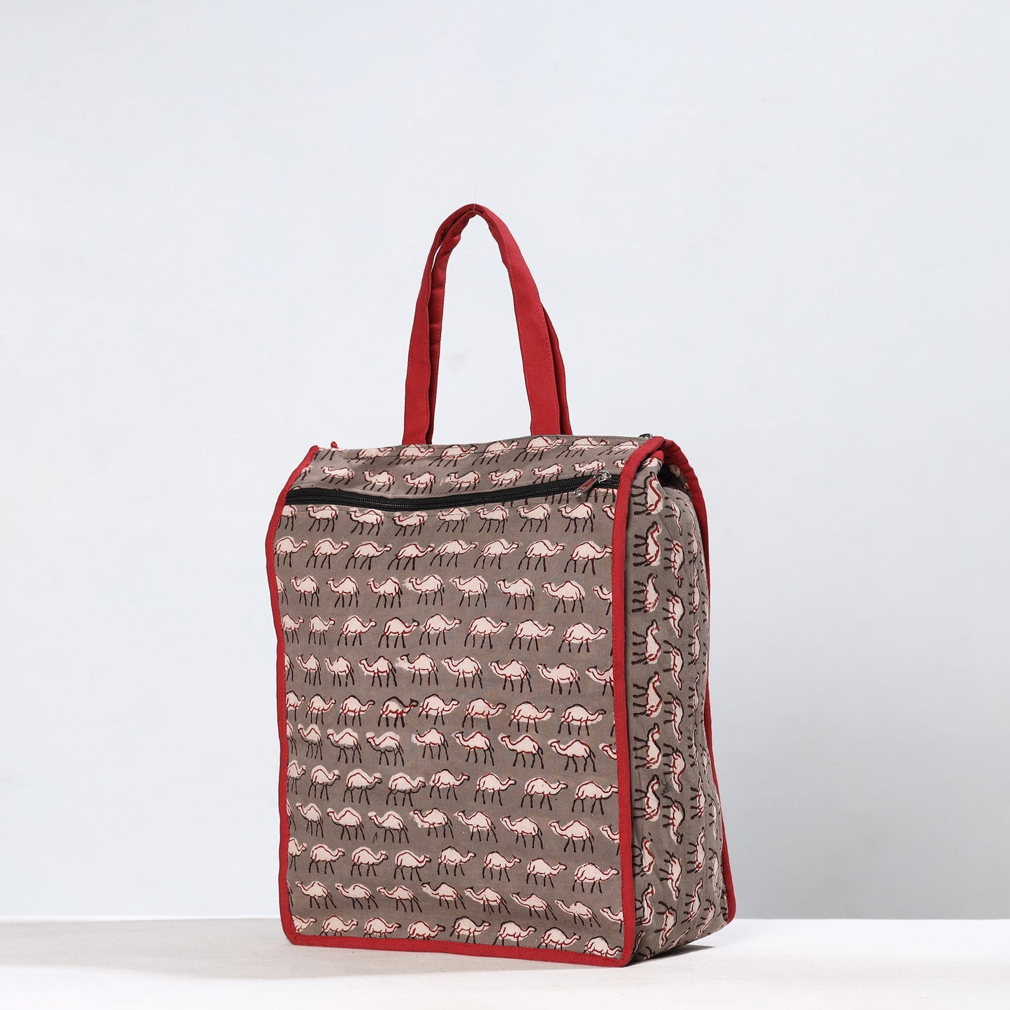 Brown Handmade Bindaas Block Printed Cotton Shopping Bag 20