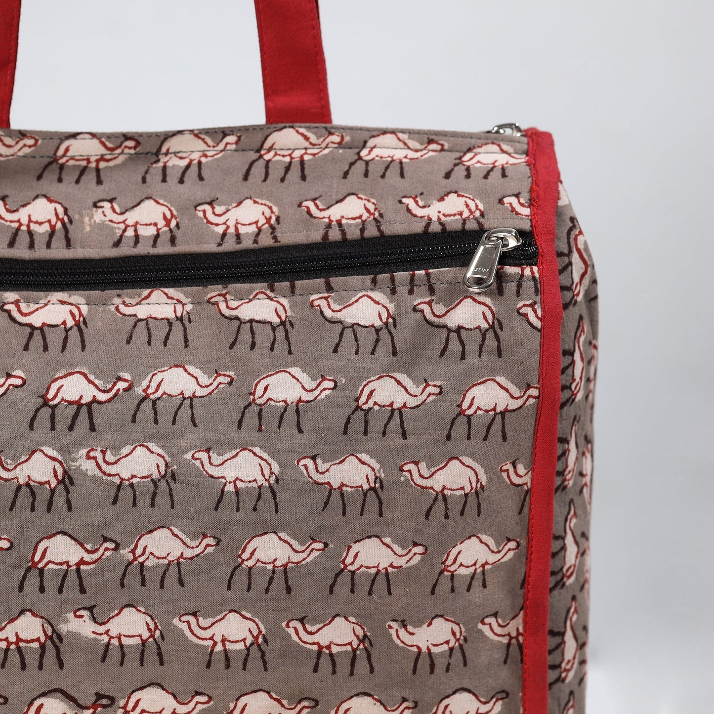 Brown Handmade Bindaas Block Printed Cotton Shopping Bag 20