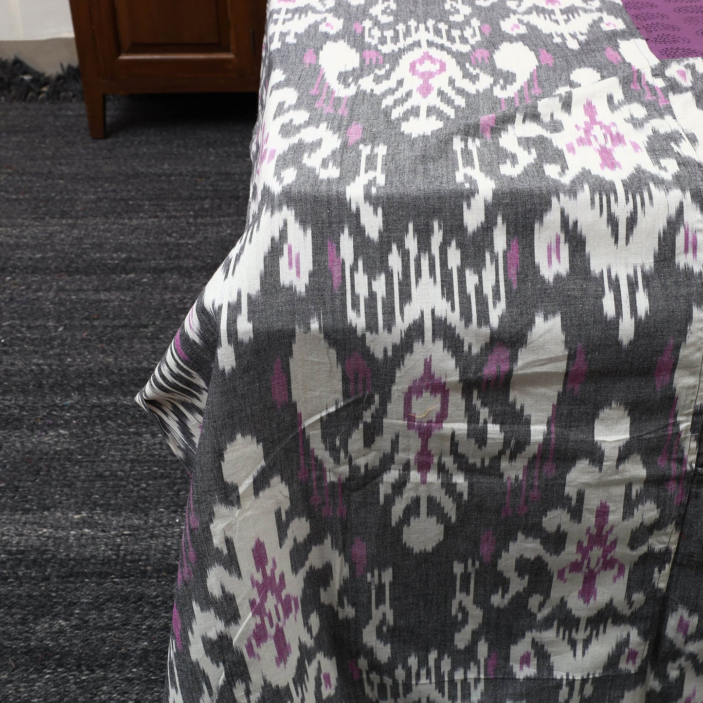 Central Asian Ikat with Bagh Patch Cotton Bedsheet Set