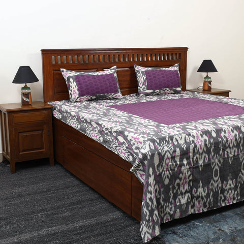 Central Asian Ikat with Bagh Patch Cotton Bedsheet Set