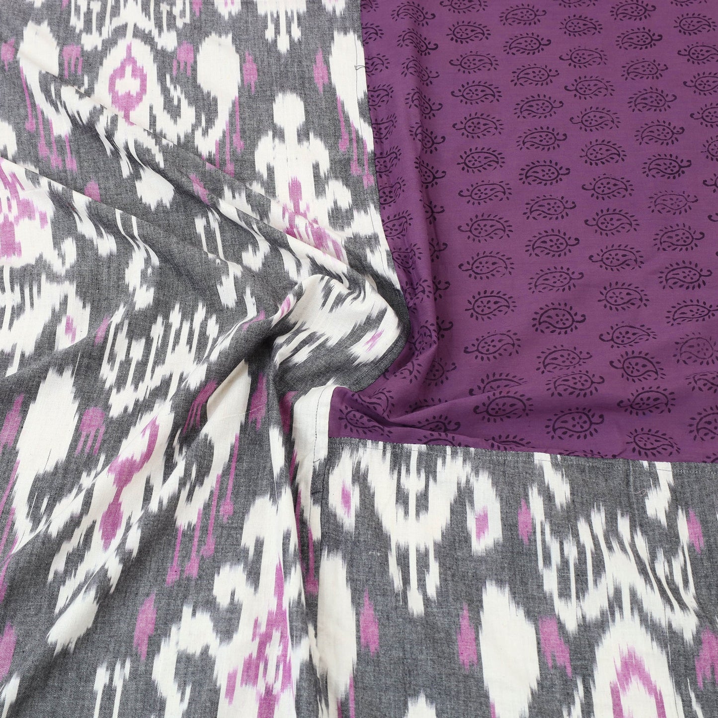 Central Asian Ikat with Bagh Patch Cotton Bedsheet Set