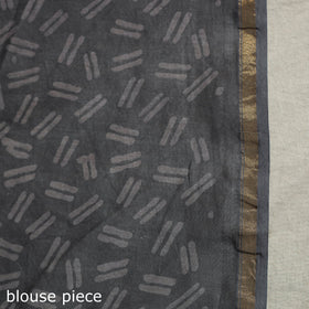 Block Print Chanderi Silk Bagru Saree with Zari Border