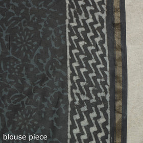 Block Print Chanderi Silk Bagru Saree with Zari Border