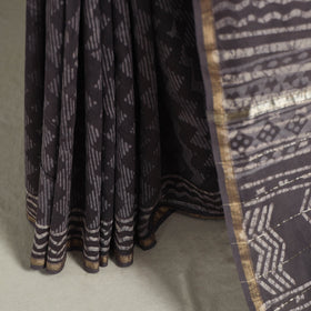 Block Print Chanderi Silk Bagru Saree with Zari Border