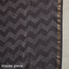 Block Print Chanderi Silk Bagru Saree with Zari Border