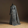 Grey - Chanderi Silk Hand Block Print Bagru Saree with Zari Border 21