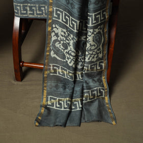 Chanderi silk hand block bagru print 3pc unstitched dress