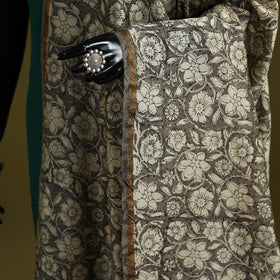 Grey - chanderi silk hand bagru dupatta with zari border 23