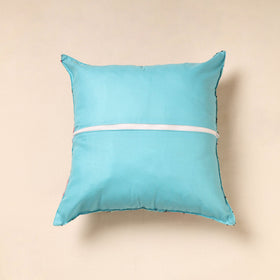 Grey Chanderi Silk Phulkari Hand Embroidered Cushion Cover