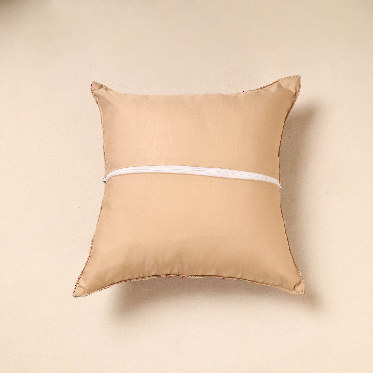 Grey Chanderi Silk Phulkari Hand Embroidered Cushion Cover