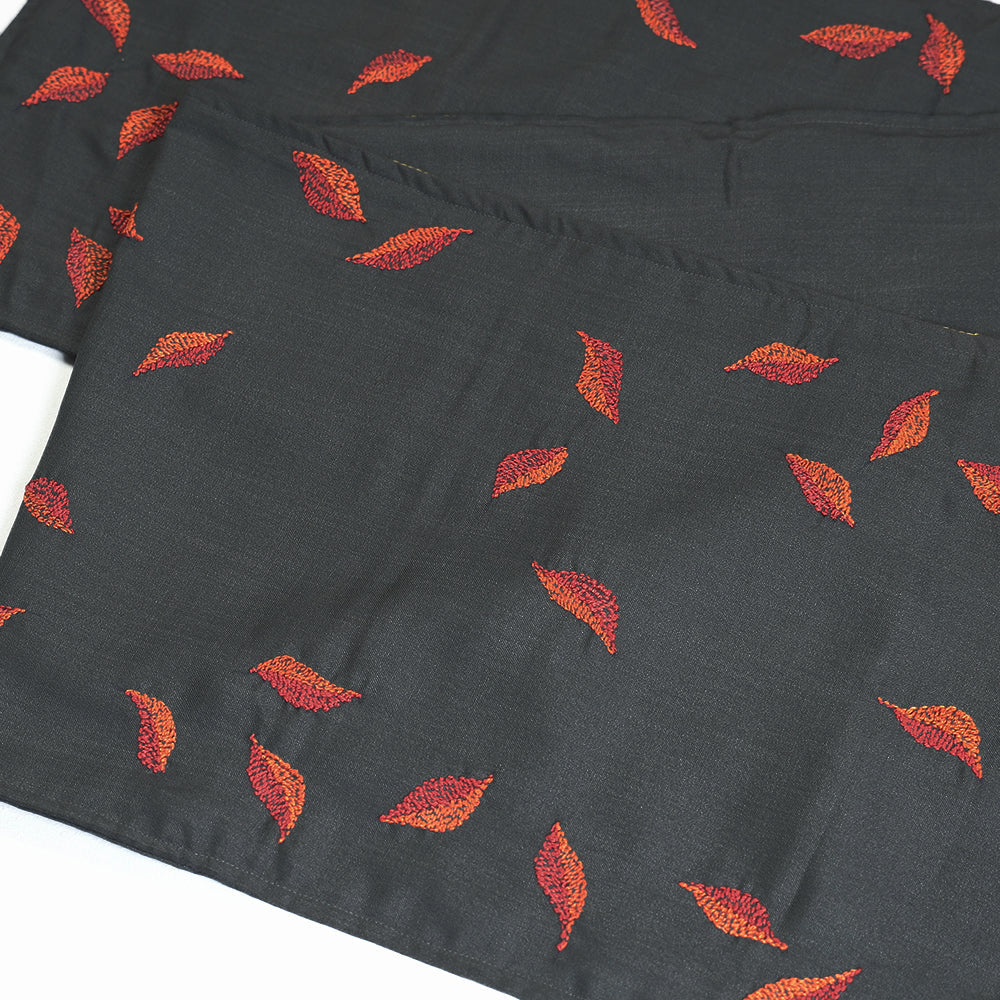 Grey Chandi Mati Tagai Work Silk Cotton Table Runner