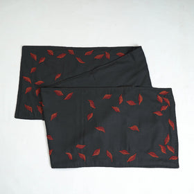 Grey Chandi Mati Tagai Work Silk Cotton Table Runner