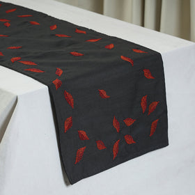Grey Chandi Mati Tagai Work Silk Cotton Table Runner
